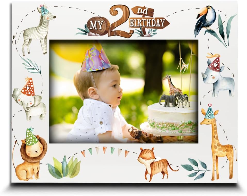 BELLA BUSTA 2nd Birthday Safari Frame - Custom Animal Design
