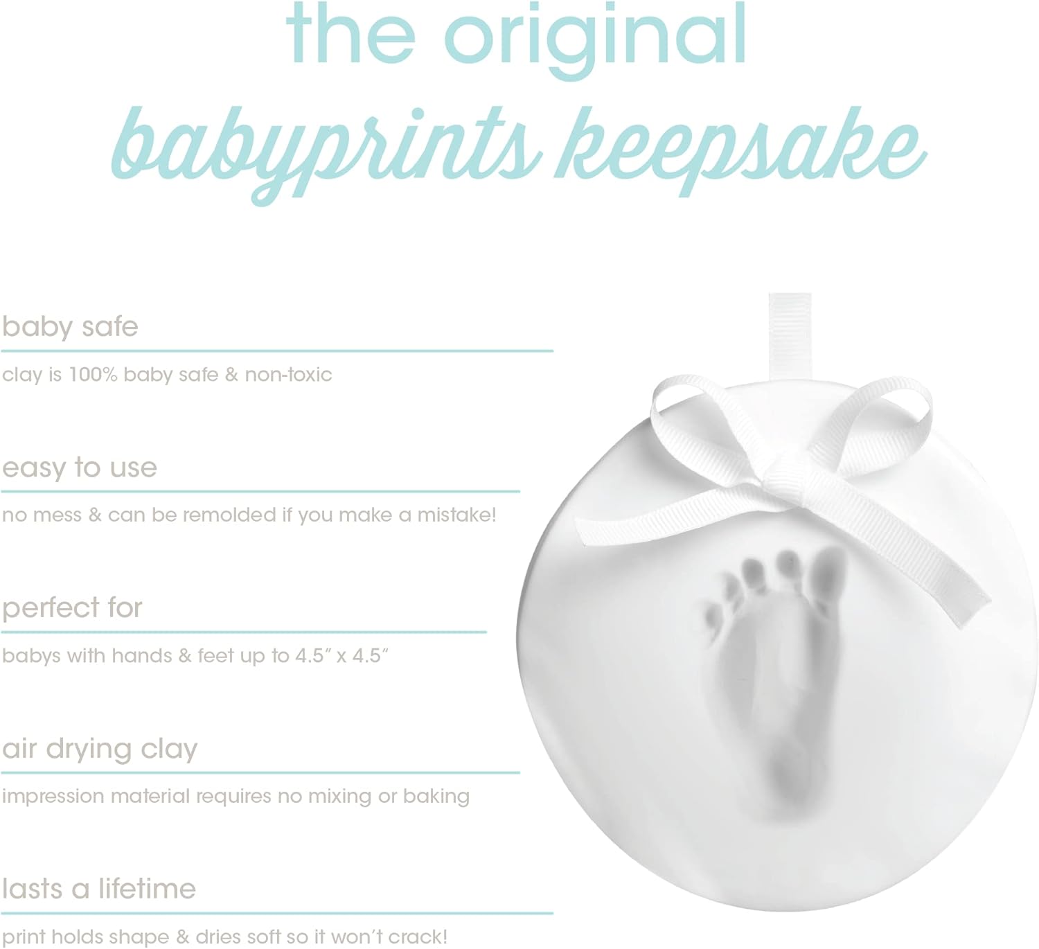 Pearhead Baby Handprint Footprint Kit with 3 Ribbons