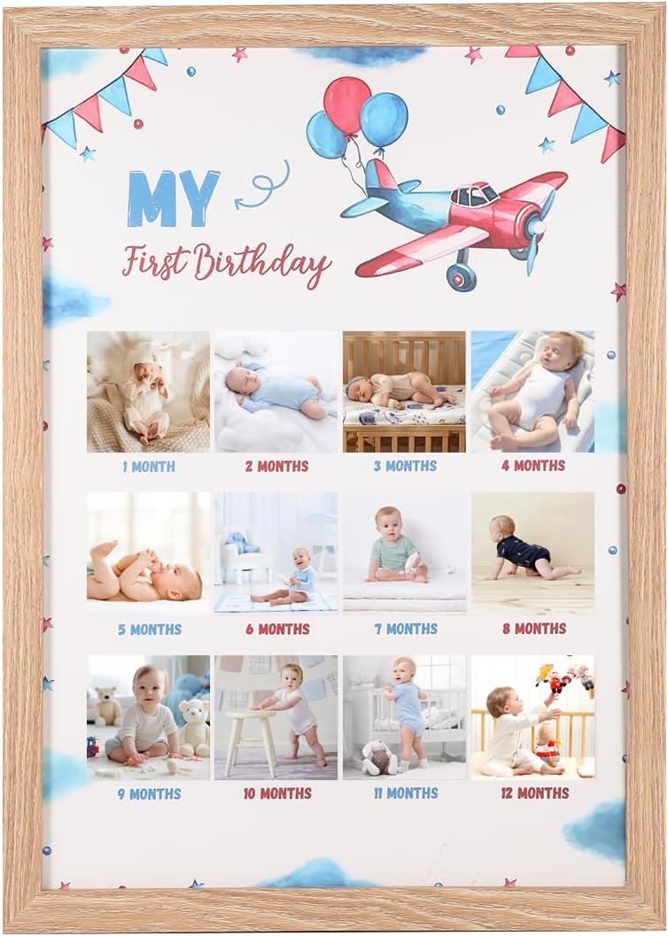 My First Year Airplane Photo Frame - 12 Month Milestone Display