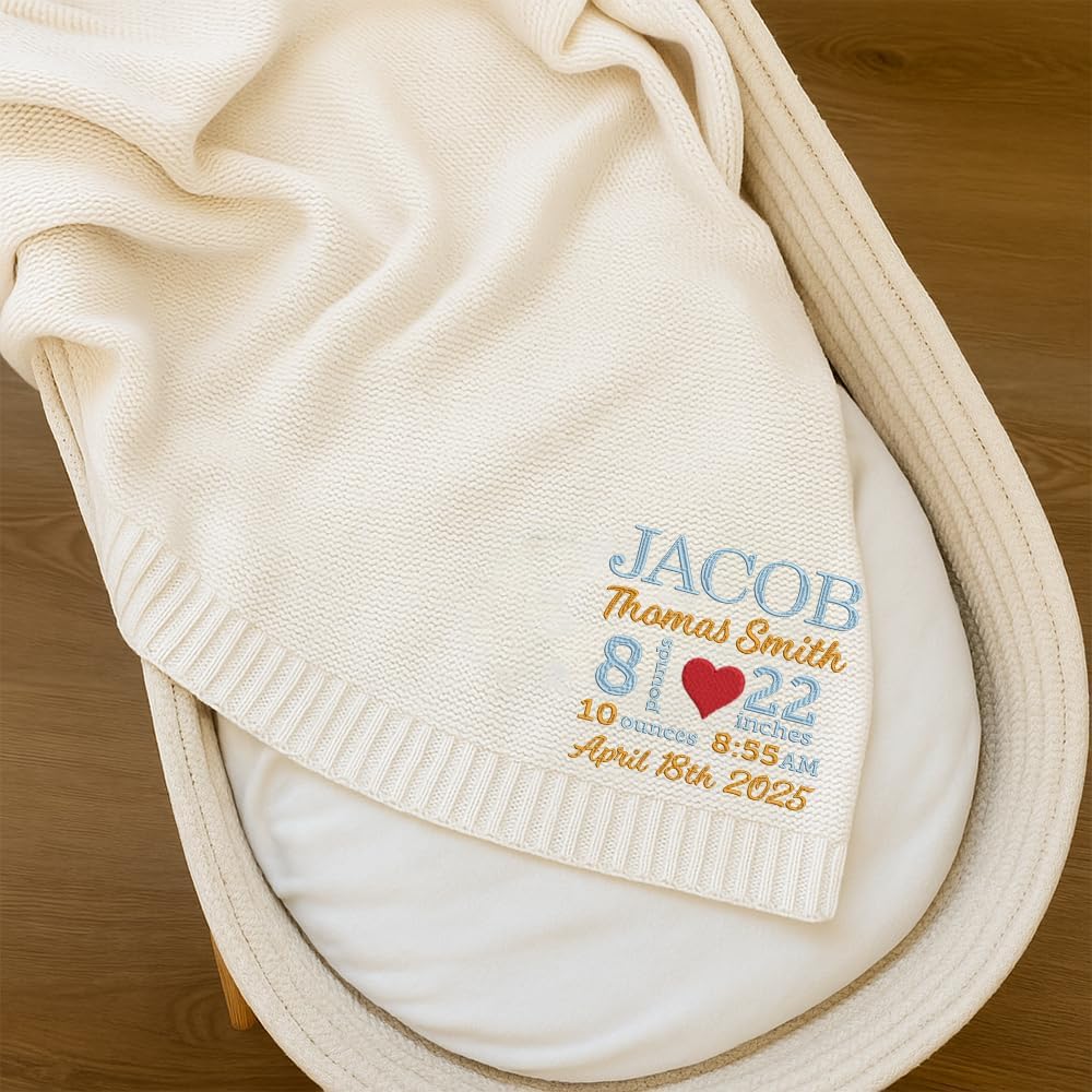 Noni Personalized Baby Blanket with Birth Stats 1