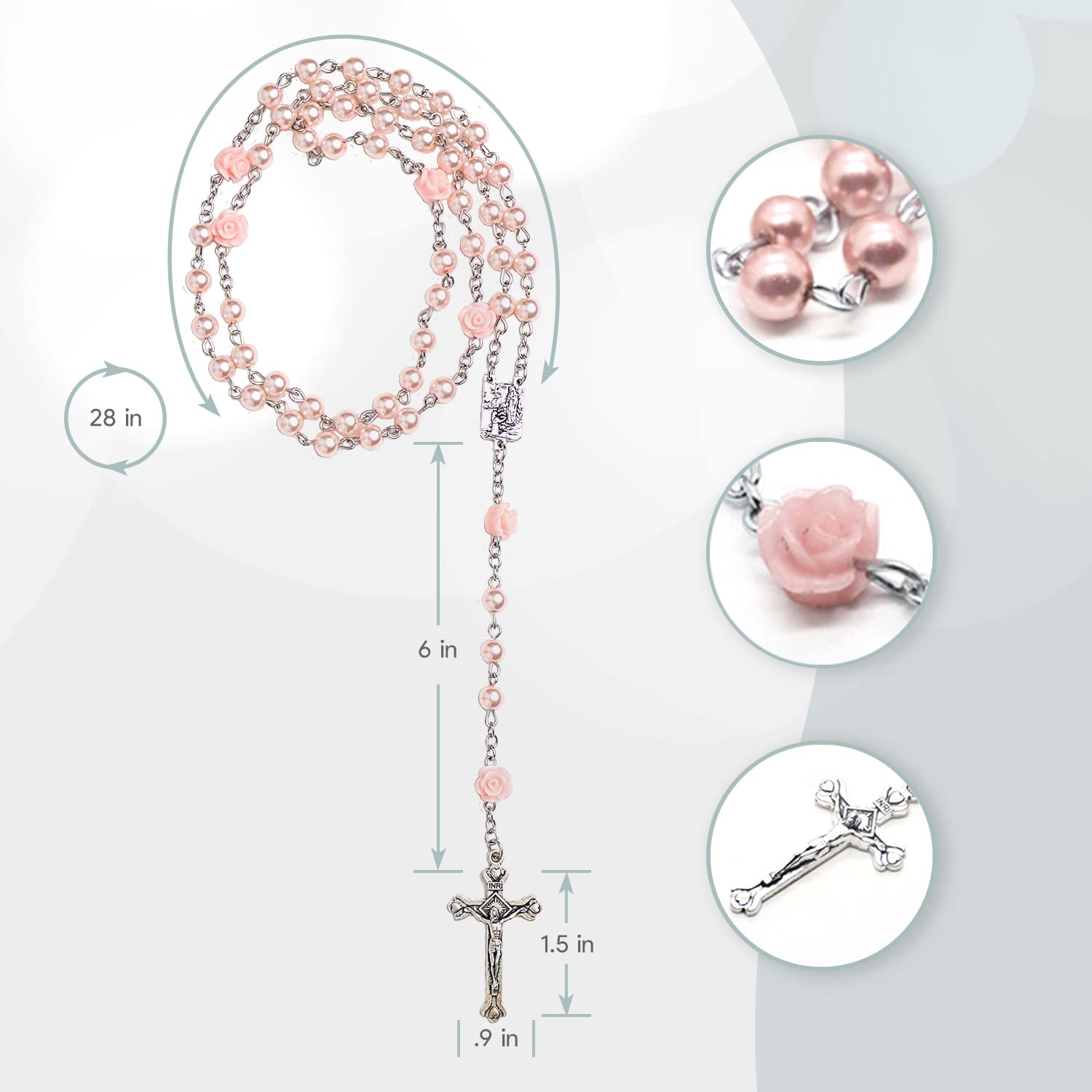 Cascade Goods Girls First Pink Rosary Keepsake Box