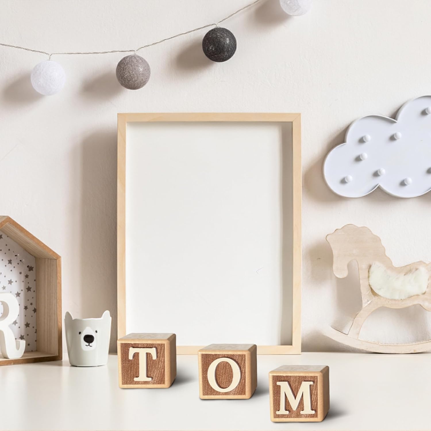 Zempfoal Custom Wooden Name Sign - 8-Letter Baby Blocks with 78 Alphabet Letters