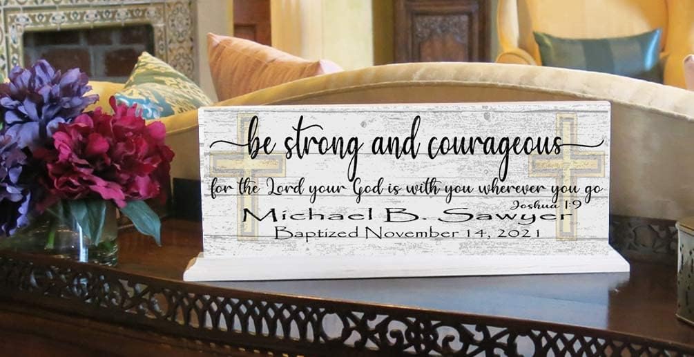 Custom Baptism Plaque With Name and Date - Solid Wood Keepsake