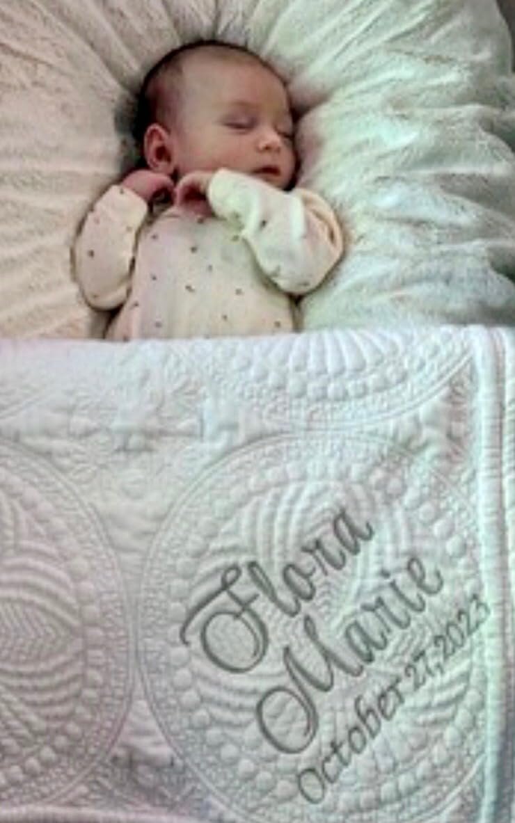 Personalized Baby Blanket With Name and Date Embroidered