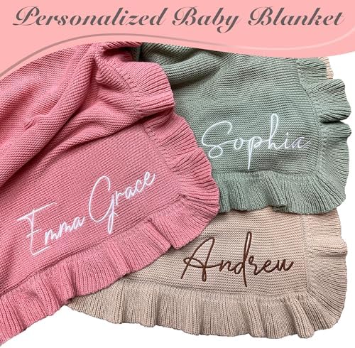 HuitzilAM Personalized Baby Blanket with Name Embroidery 30x40in