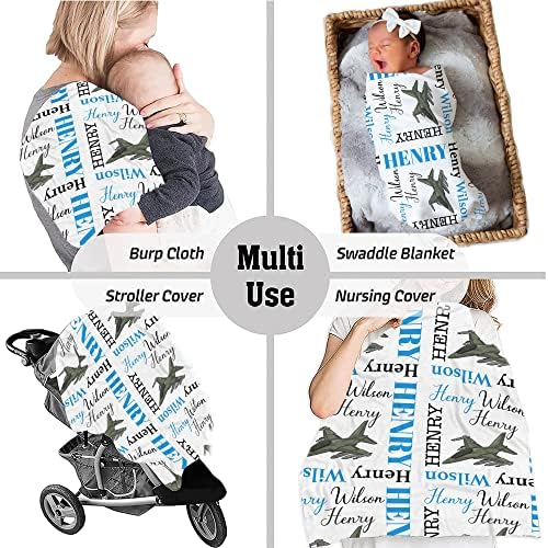 Personalized Military Airplane Baby Blanket with Custom Name
