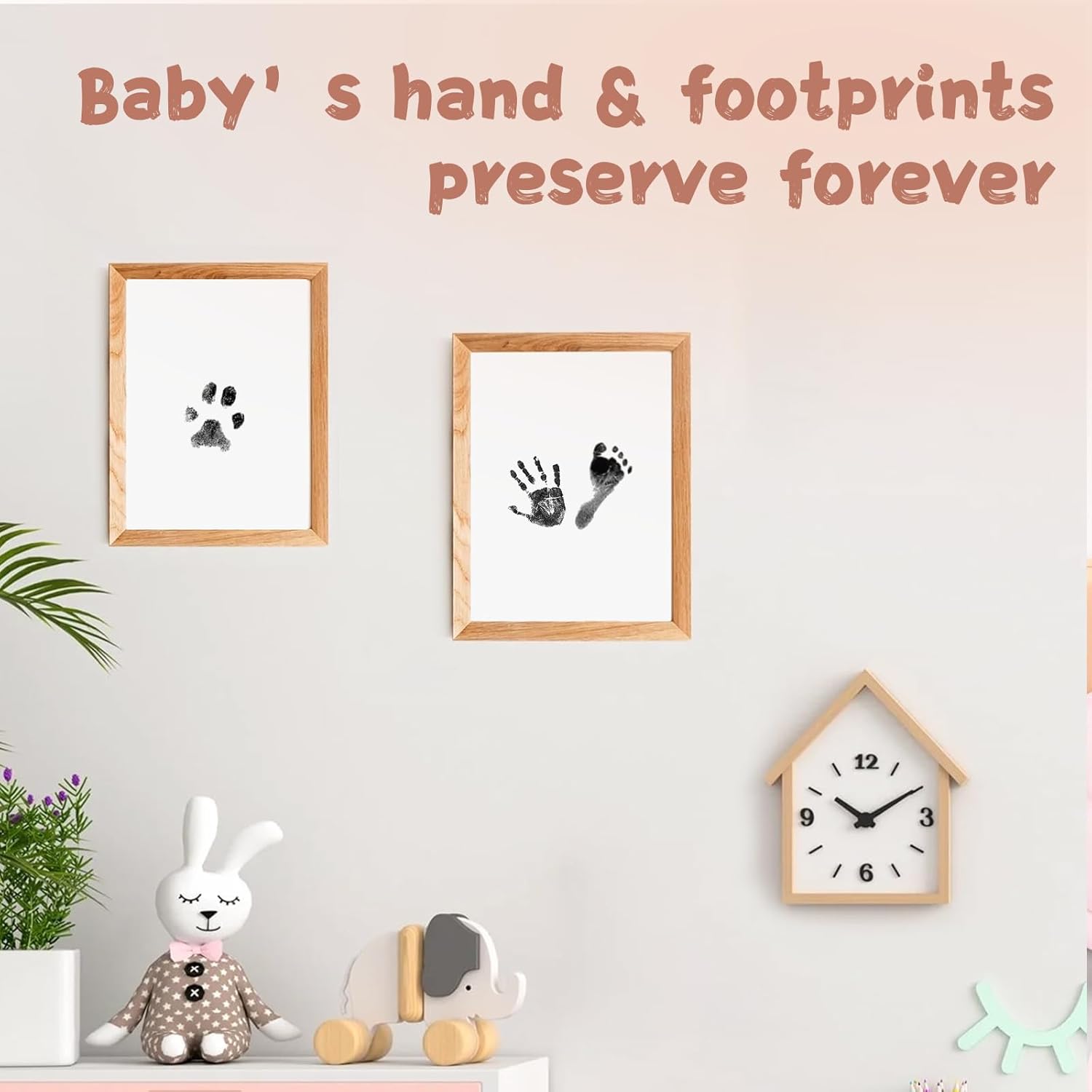 Inkless Baby Hand Footprint Kit with 4 Pads and 12 Cards