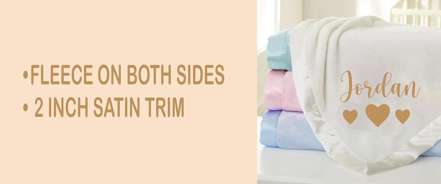 Personalized Pink Baby Blanket with Name - 36x36 Inches