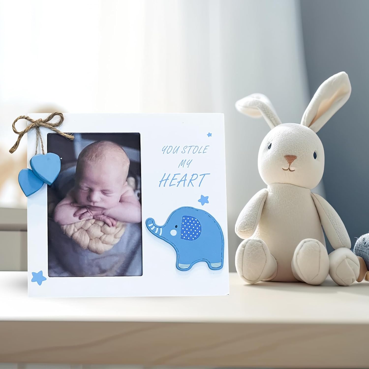 Baby Boy You Stole My Heart Newborn Wooden Frame Blue