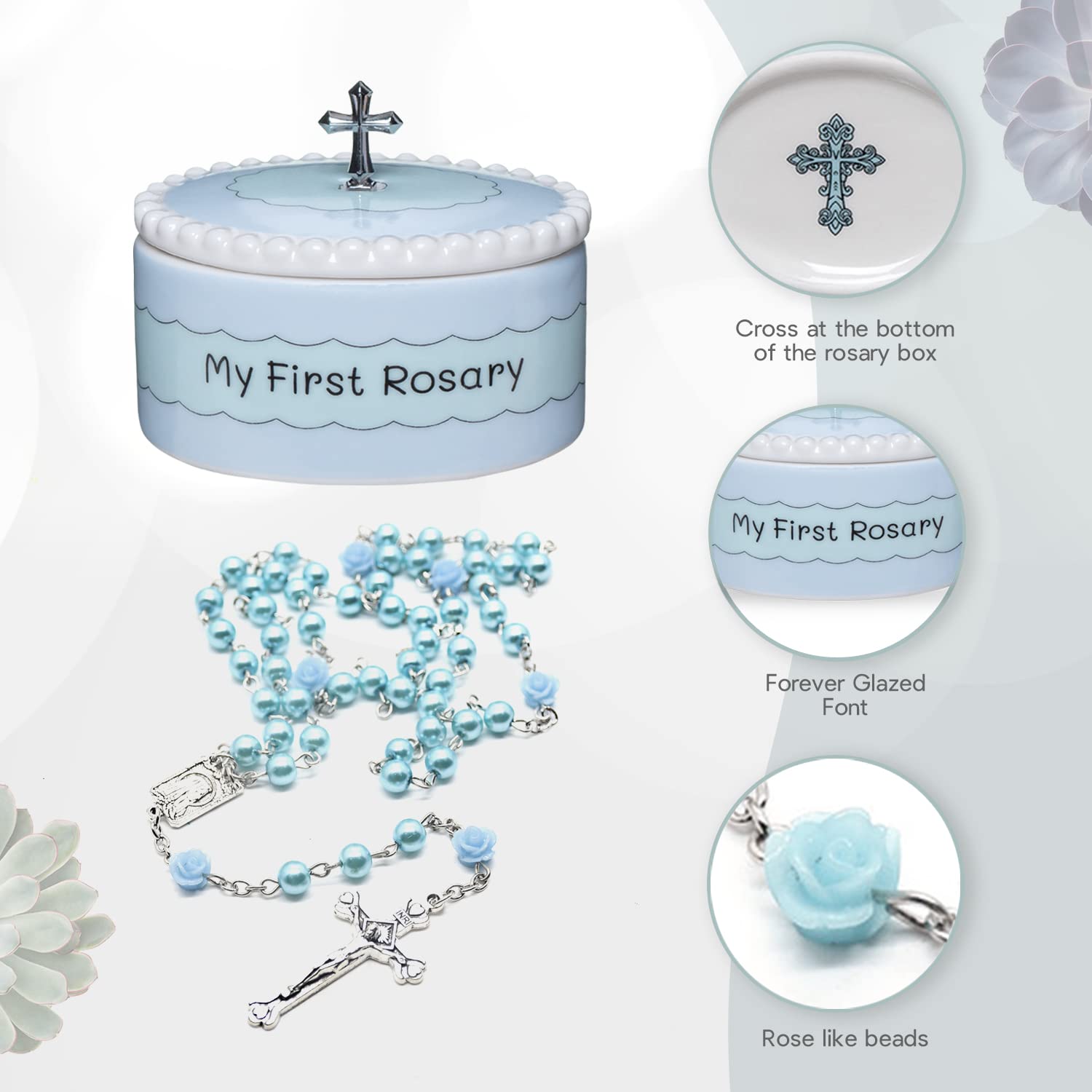 Blue My First Rosary and Keepsake Box