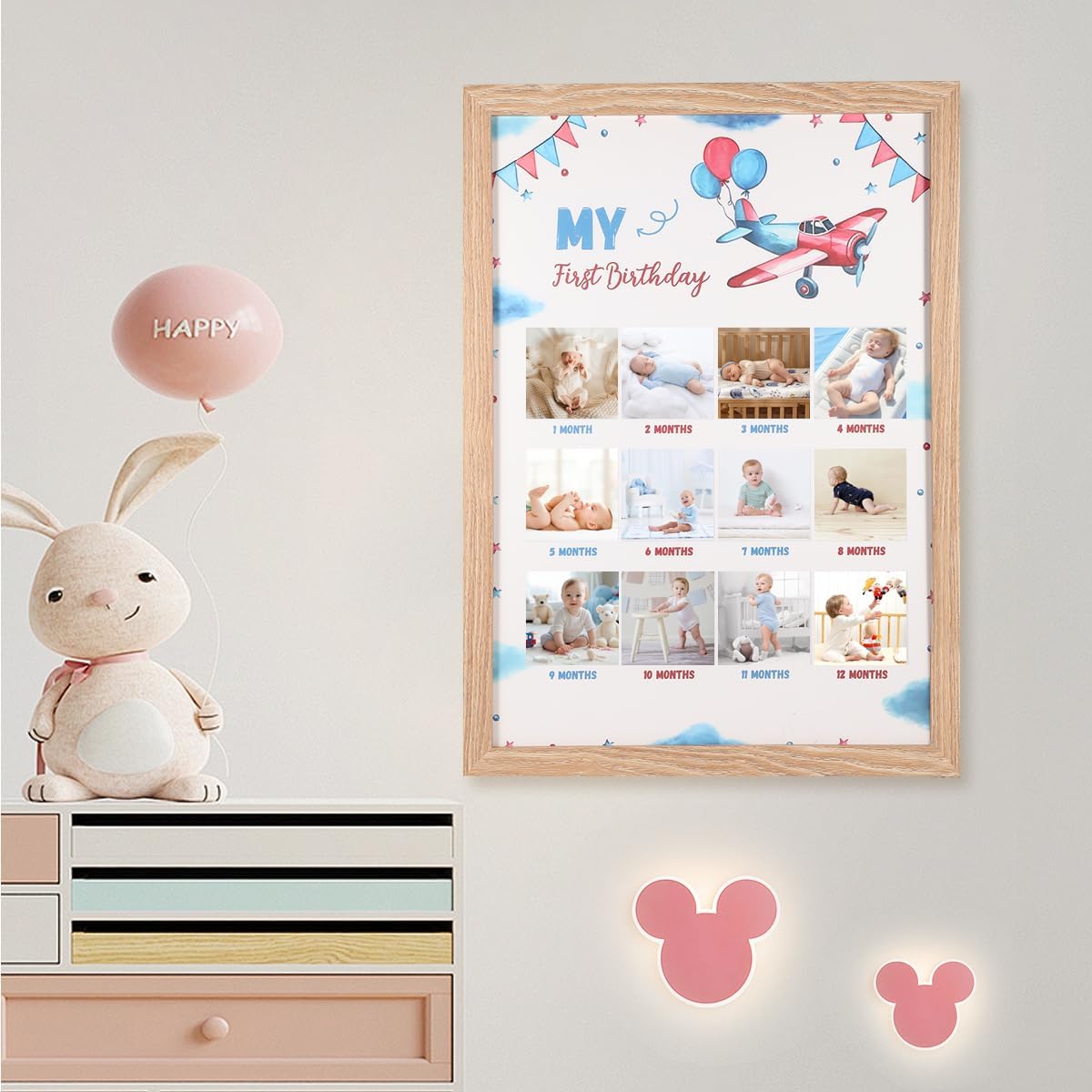 My First Year Airplane Photo Frame - 12 Month Milestone Display