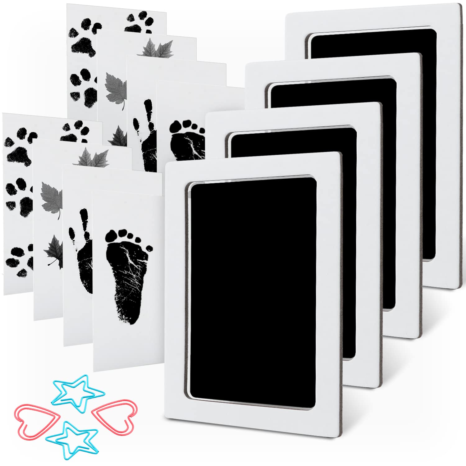 MengNi Baby Footprint Handprint Kit with 4 Ink Pads and 8 Cards