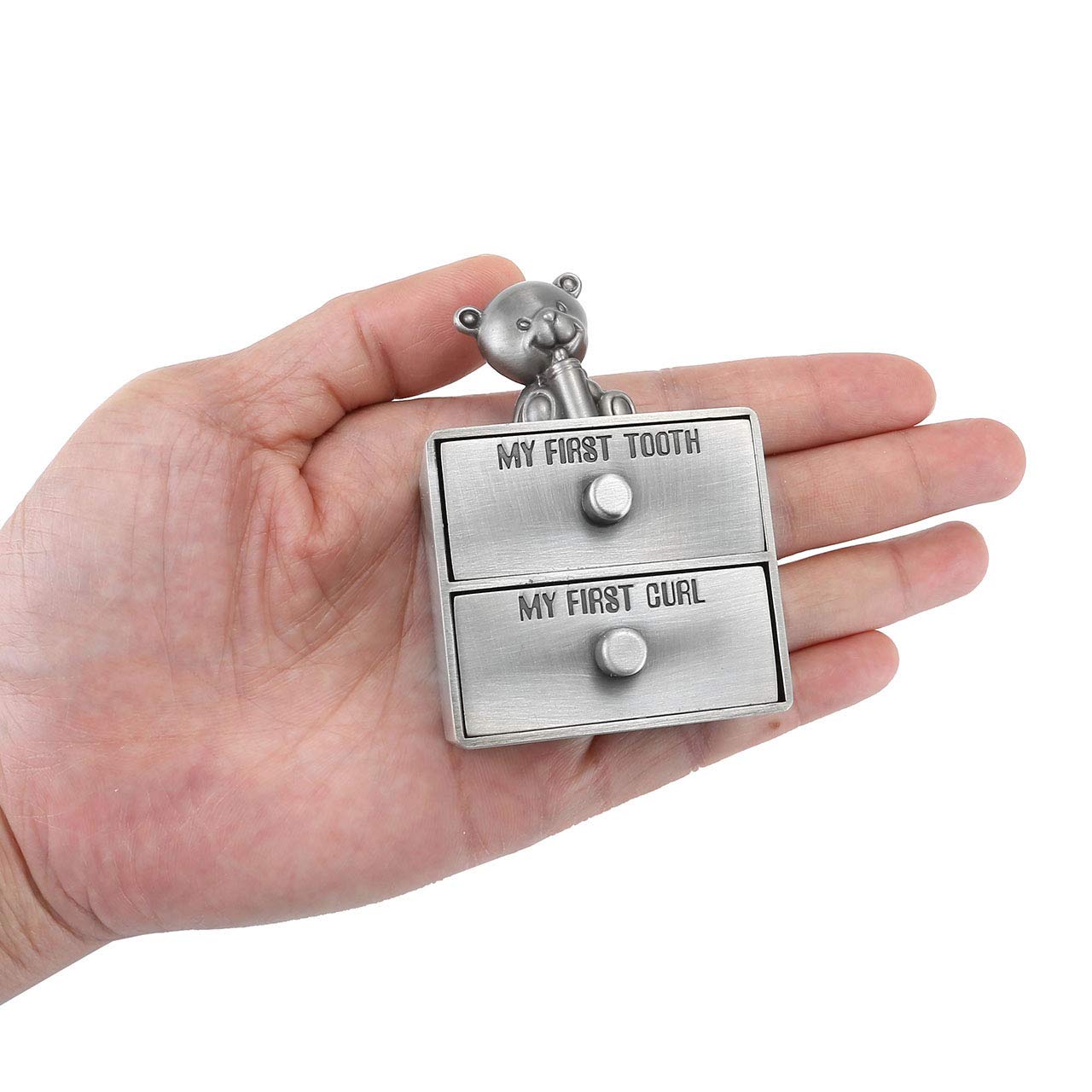 Mogoko Silver Tooth Box Baby First Tooth and Curl Keepsake Box Set