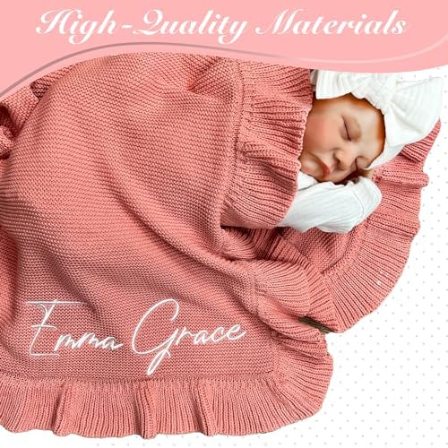 HuitzilAM Personalized Baby Blanket with Name Embroidery 30x40in