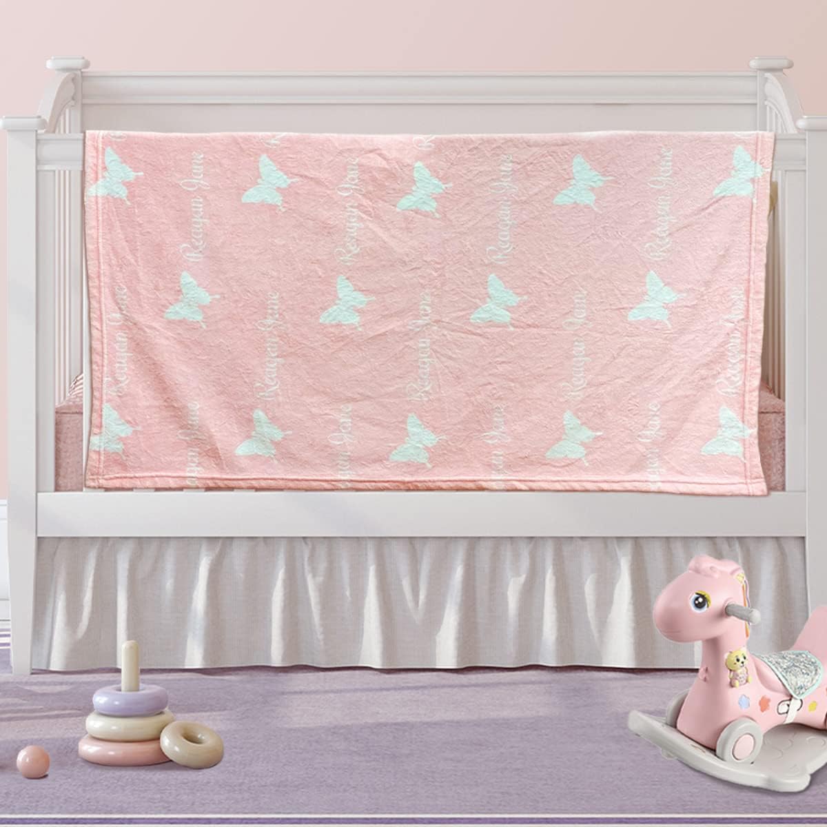 Personalized Baby Blanket with Custom Name - Soft Cotton Blend - 40 x 50 Inches