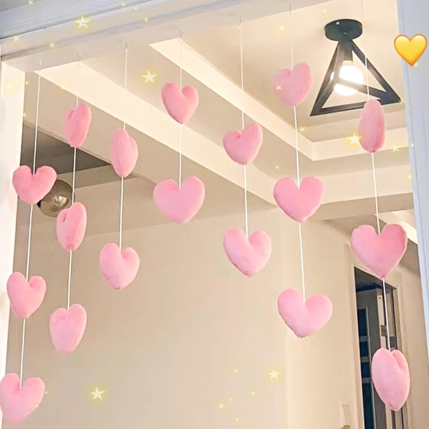 Fluffy Heart Door Hanging Decor Plush Curtain - Light Pink