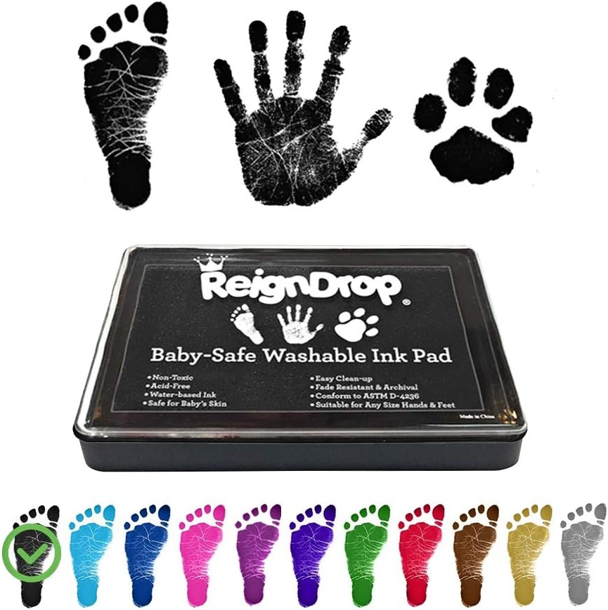ReignDrop Ink Pad for Baby Footprint and Handprint - Black 1