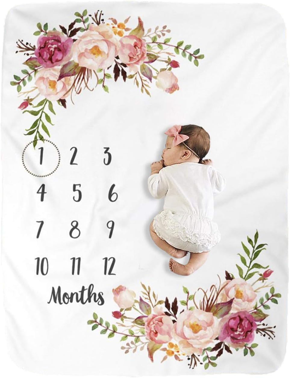BUTTZO Milestone Blanket - Monthly Growth Fleece Blanket for Baby