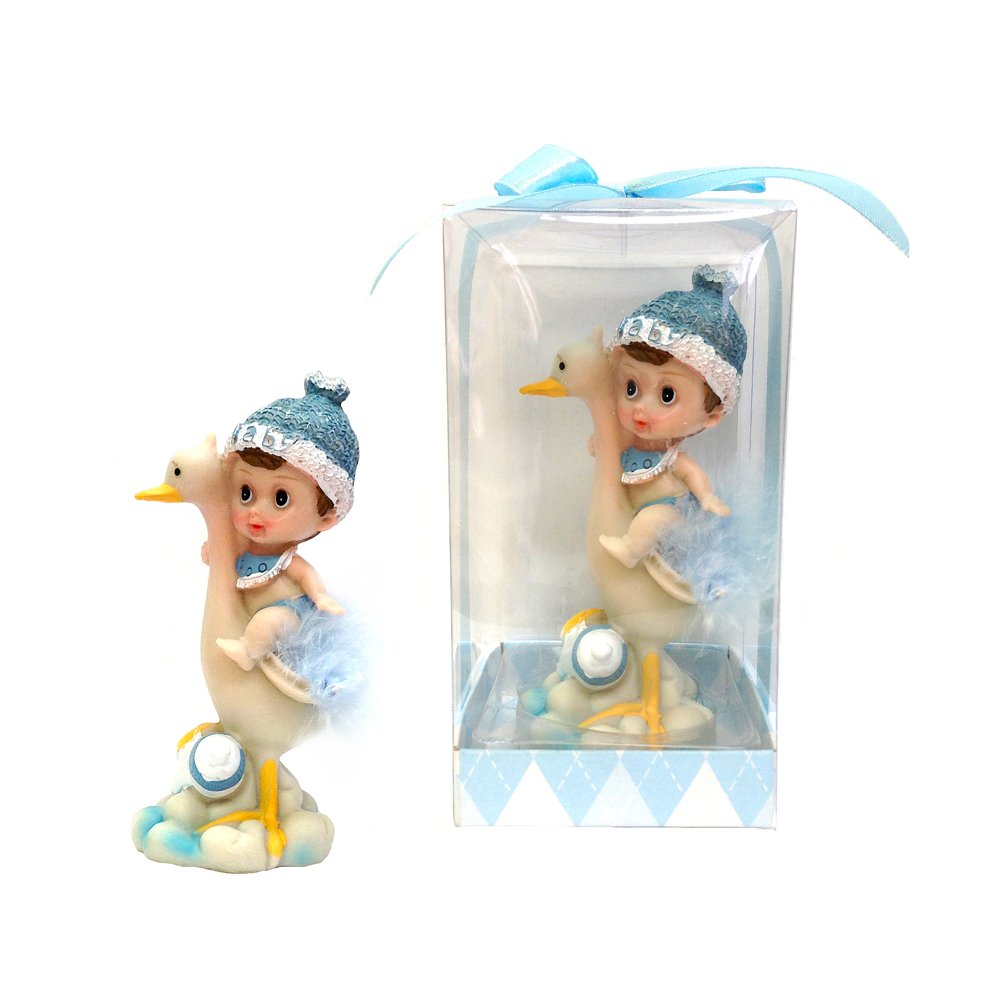 Lunaura Baby Keepsake Set of 12 Boy Stork Favors Blue