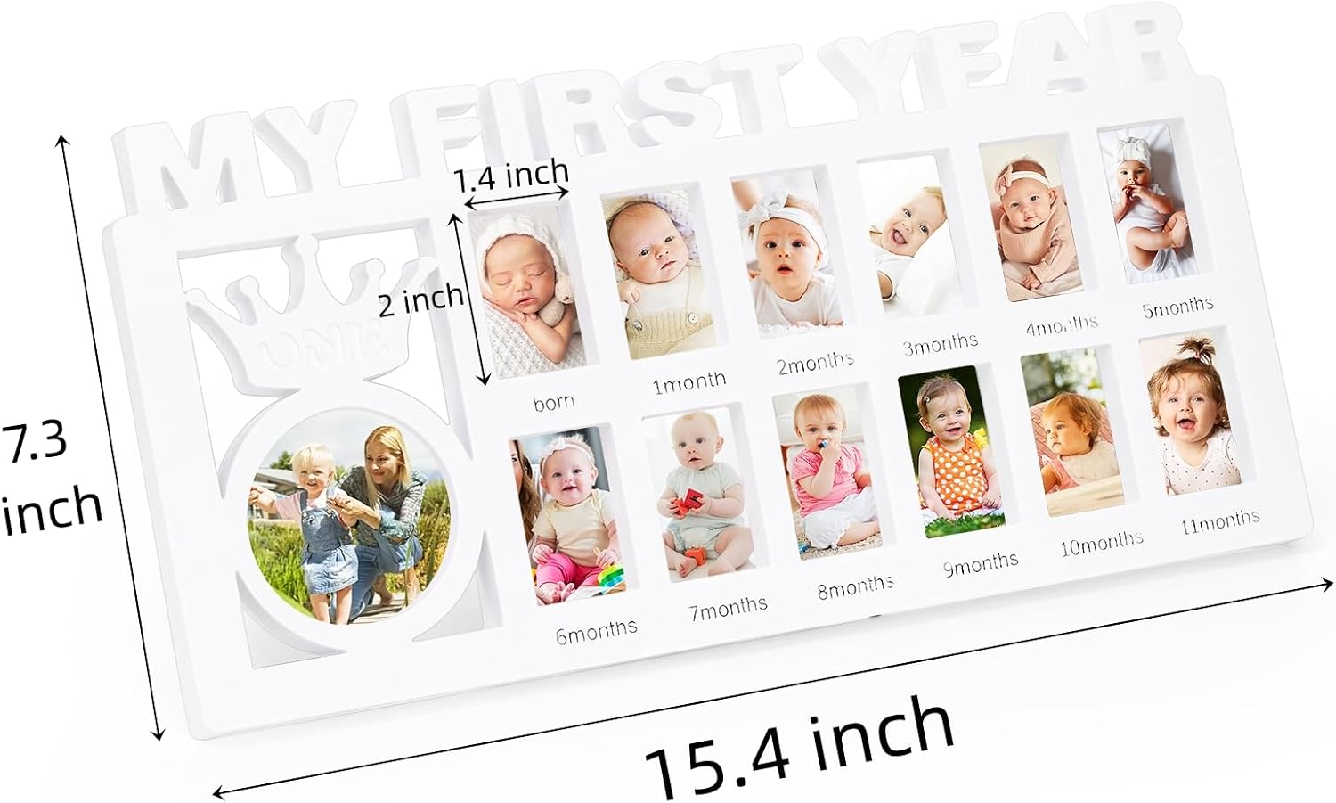 Eorbow Newborn Baby Growth Frame with 13 Photo Inserts