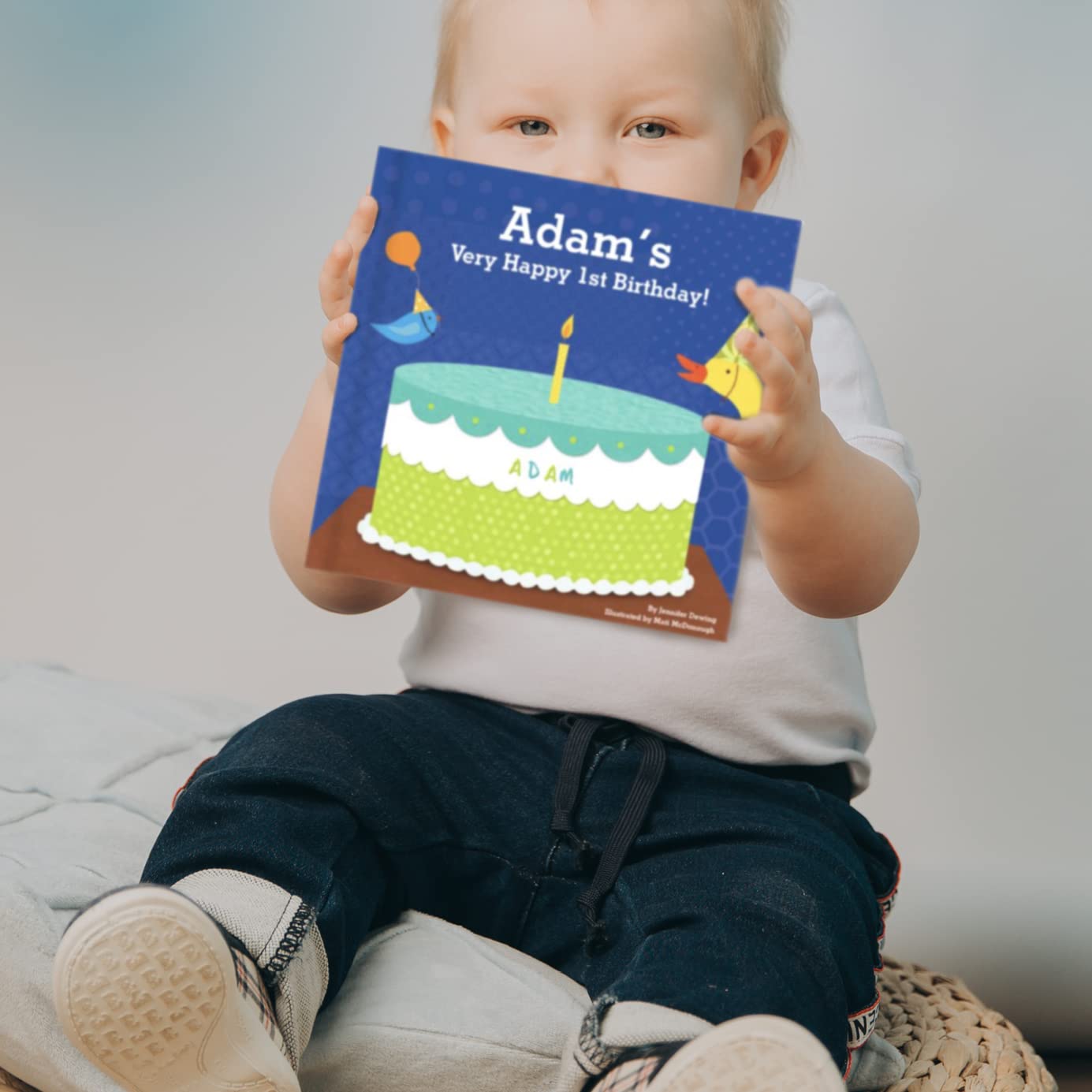Babys First Birthday Personalized Book - Boys Blue Version