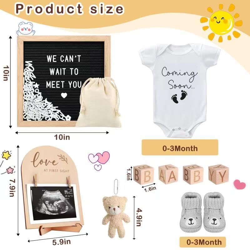 9 Pcs Pregnancy Announcement Set with Felt Letters Baby Keepsakes