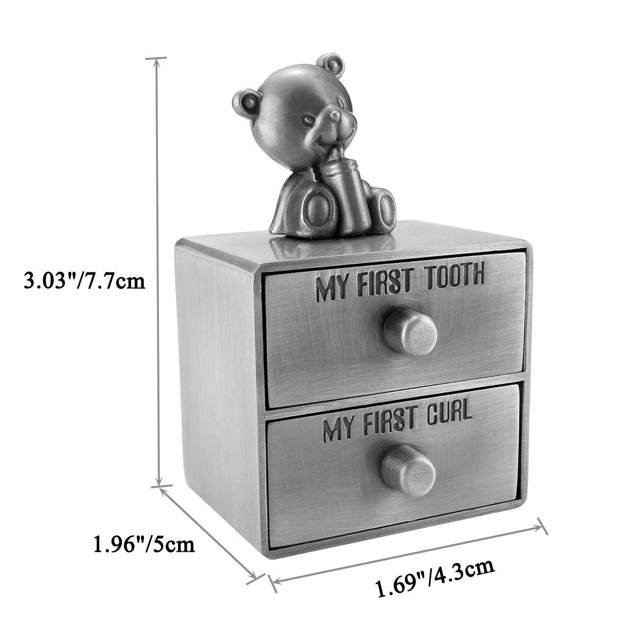 Mogoko Silver Tooth Box Baby First Tooth and Curl Keepsake Box Set