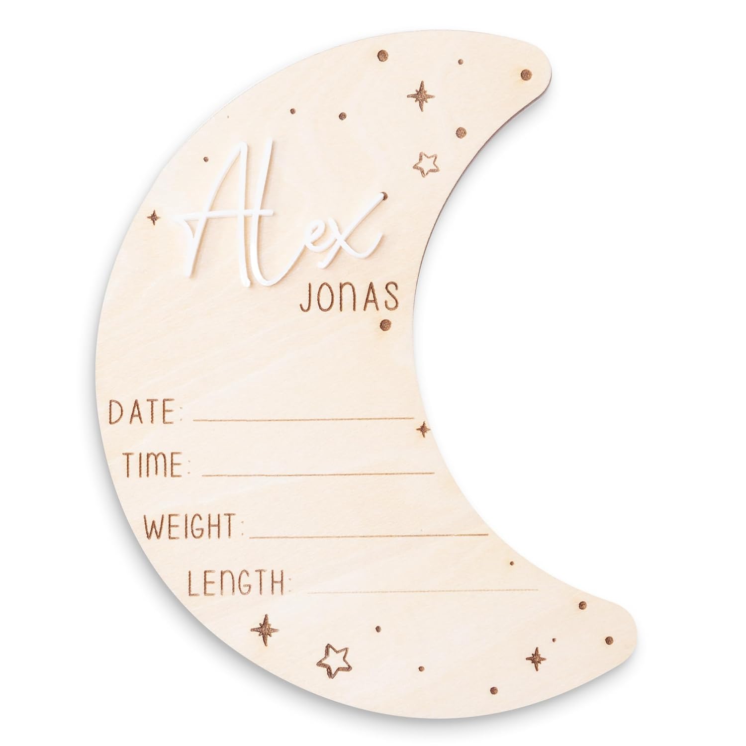 SugoiCC Moon And Stars Newborn Announcement Sign