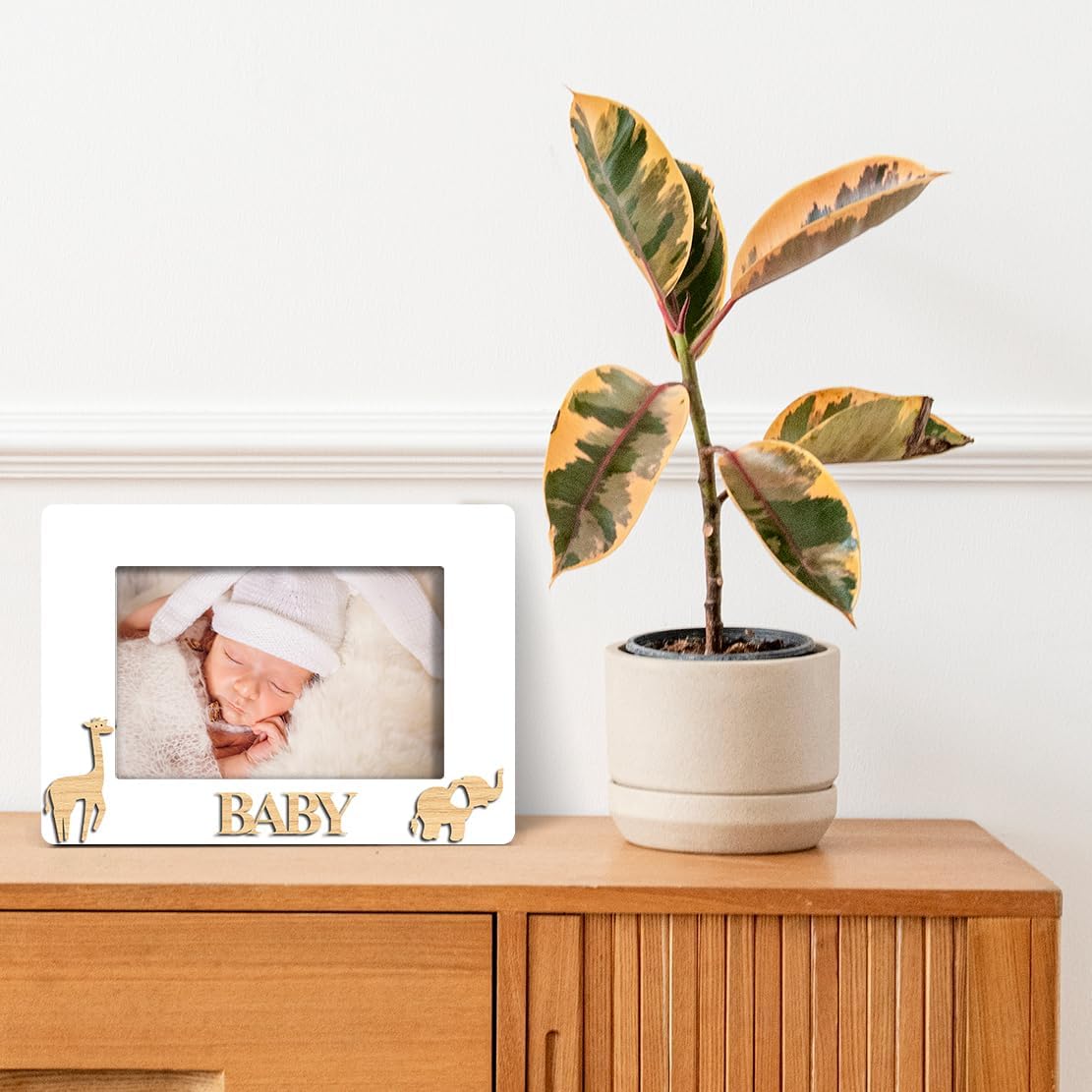 OXEDP Baby Memories Picture Frame with Giraffe Elephant Design 1