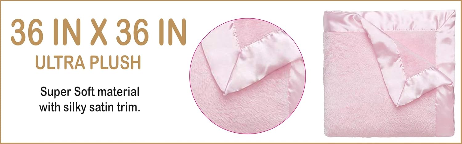 Personalized Pink Baby Blanket with Name - 36x36 Inches
