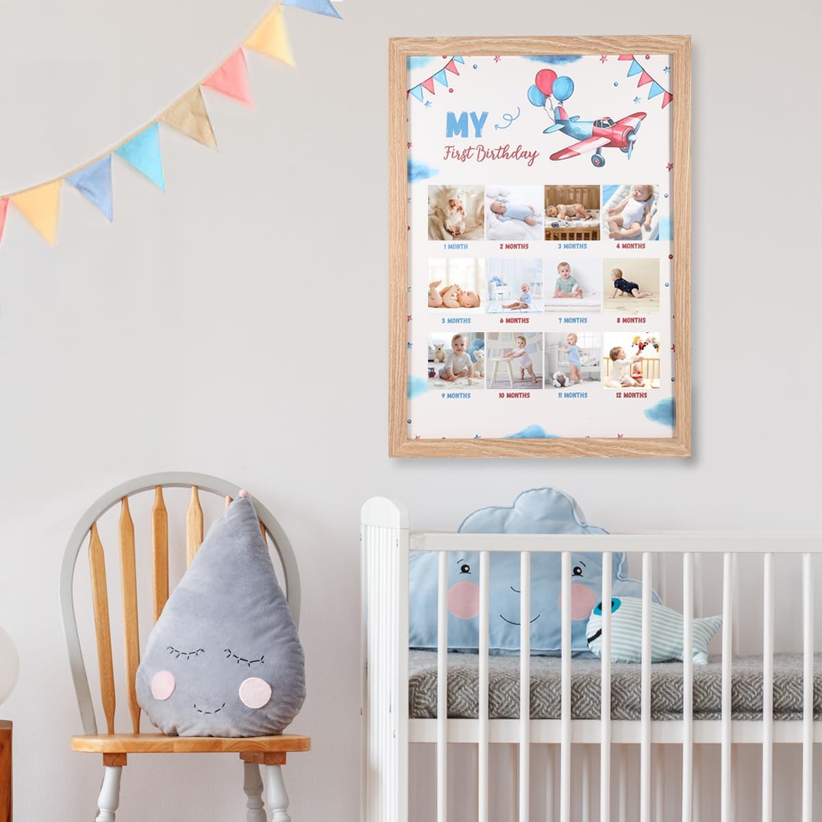 My First Year Airplane Photo Frame - 12 Month Milestone Display
