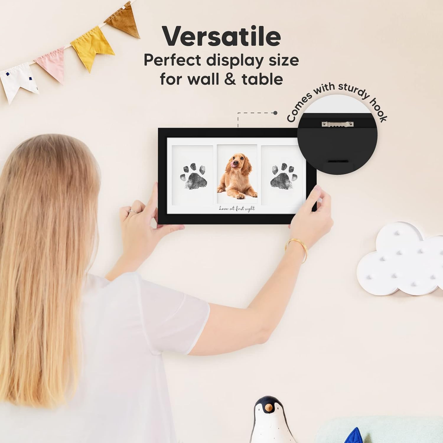 KeaBabies Inkless Hand Footprint Kit - No Mess Baby Keepsake Frame Onyx Black