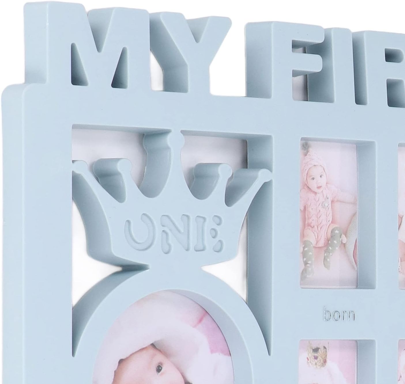 Newborn Photo Frame Kit with 12 Month Growth Frames Blue