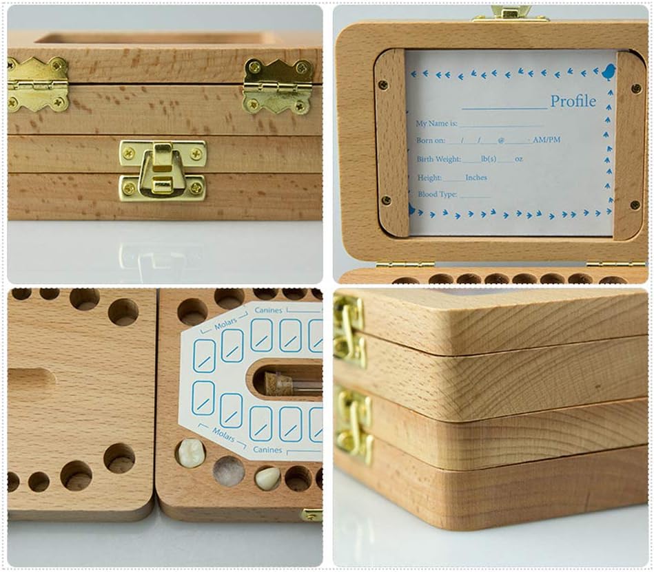 Esweny Baby Tooth Box with Photo Frame and Lock Design