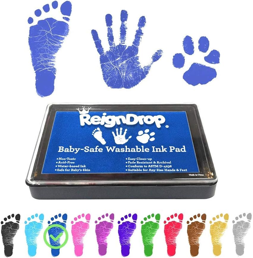 ReignDrop Ink Pad for Baby Footprint and Handprint - Dark Blue