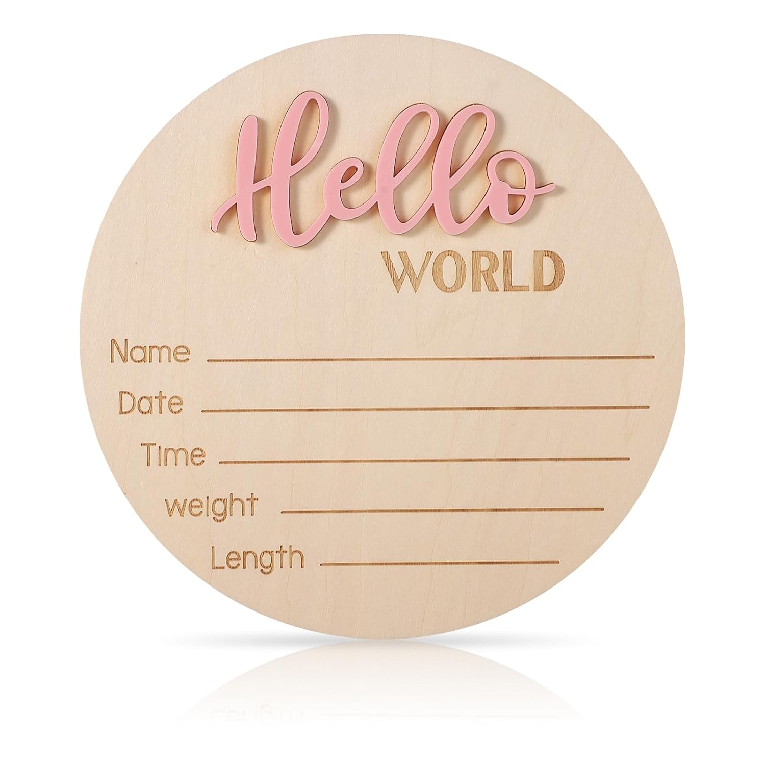Newborn Announcement Sign - Hello World Wooden Welcome Sign for Boys and Girls