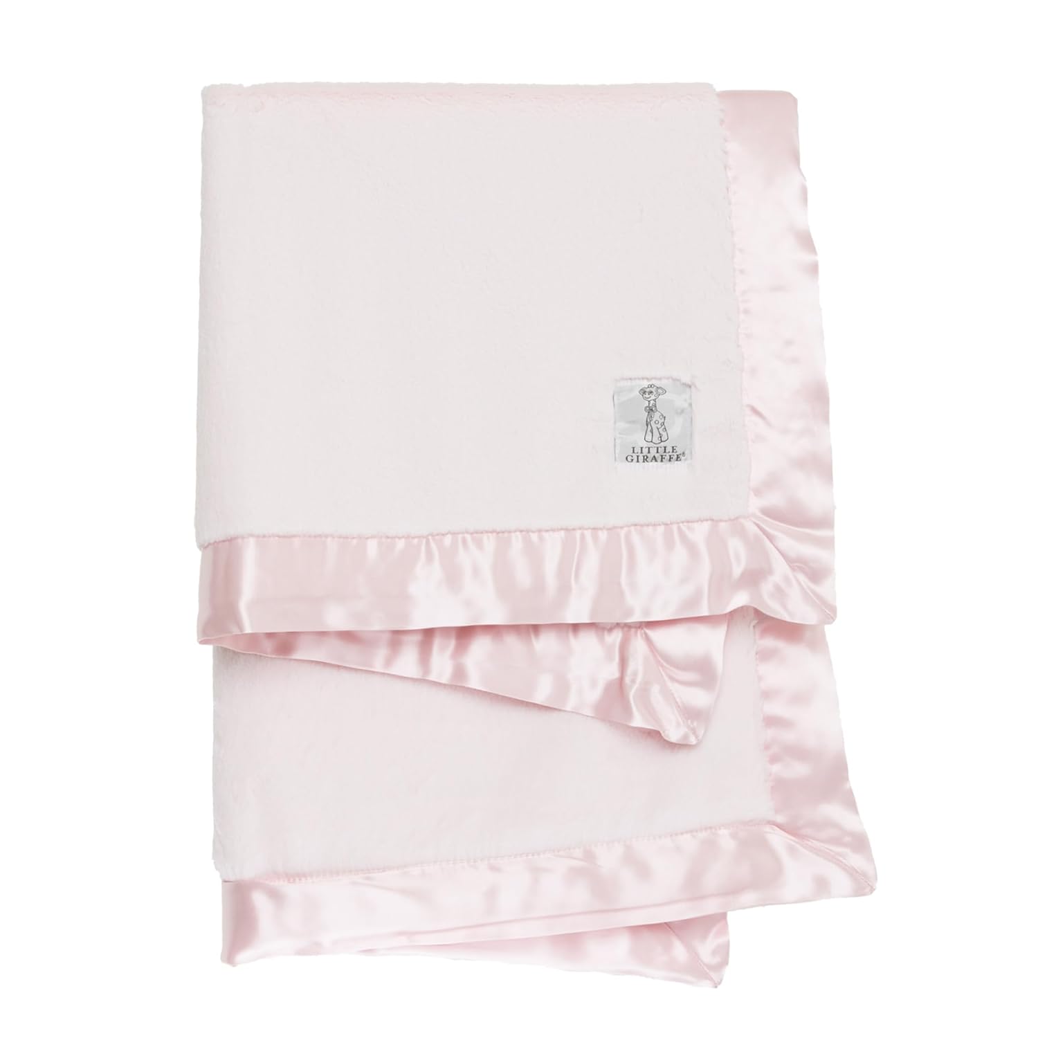 Little Giraffe Luxe Soft Baby Blanket with Satin Trim - 29x35 - Pink