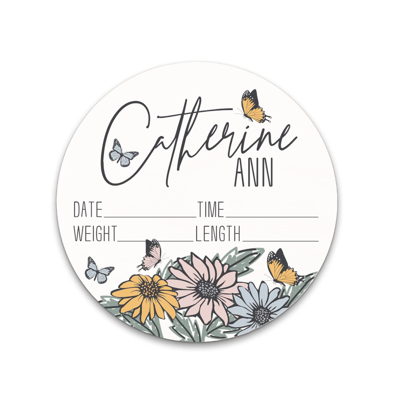 Hickory Hollow Designs Birth Stat Sign for Newborn Baby 1