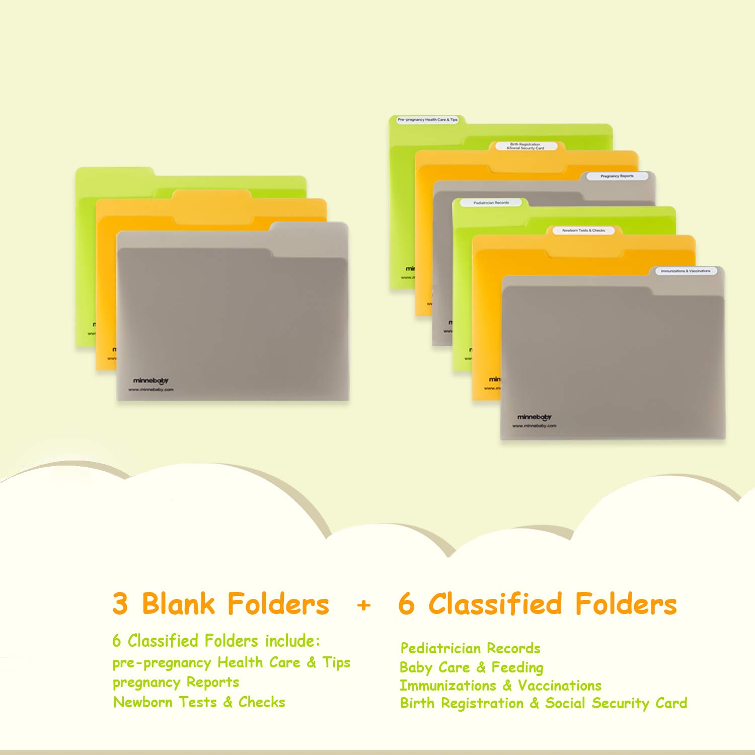 Baby Document Organizer with 9 Folders and Custom Label