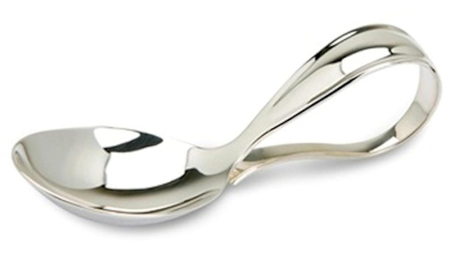 Sterling Silver Bent Curved Baby Feeding Spoon by Krysaliis