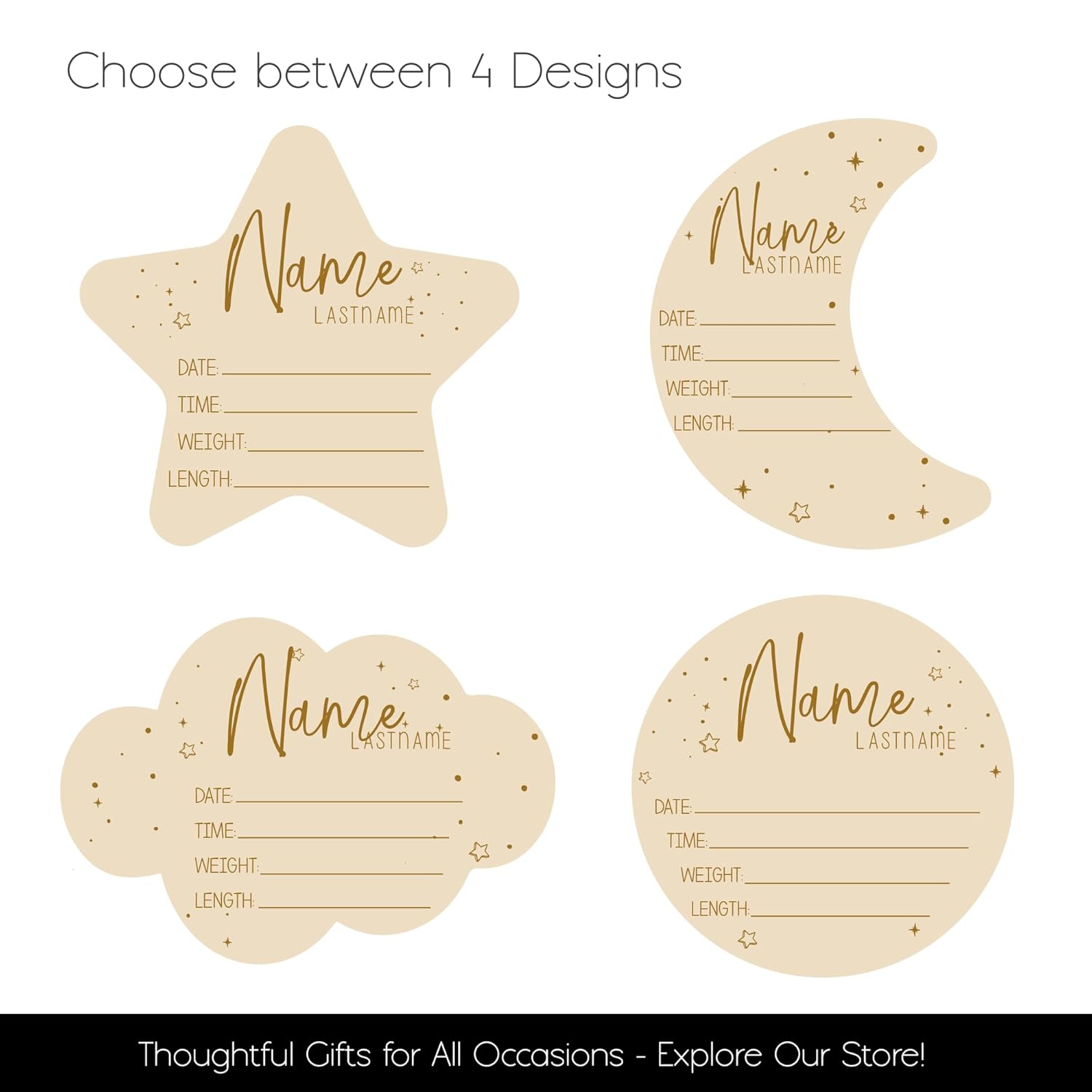 SugoiCC Moon And Stars Newborn Announcement Sign