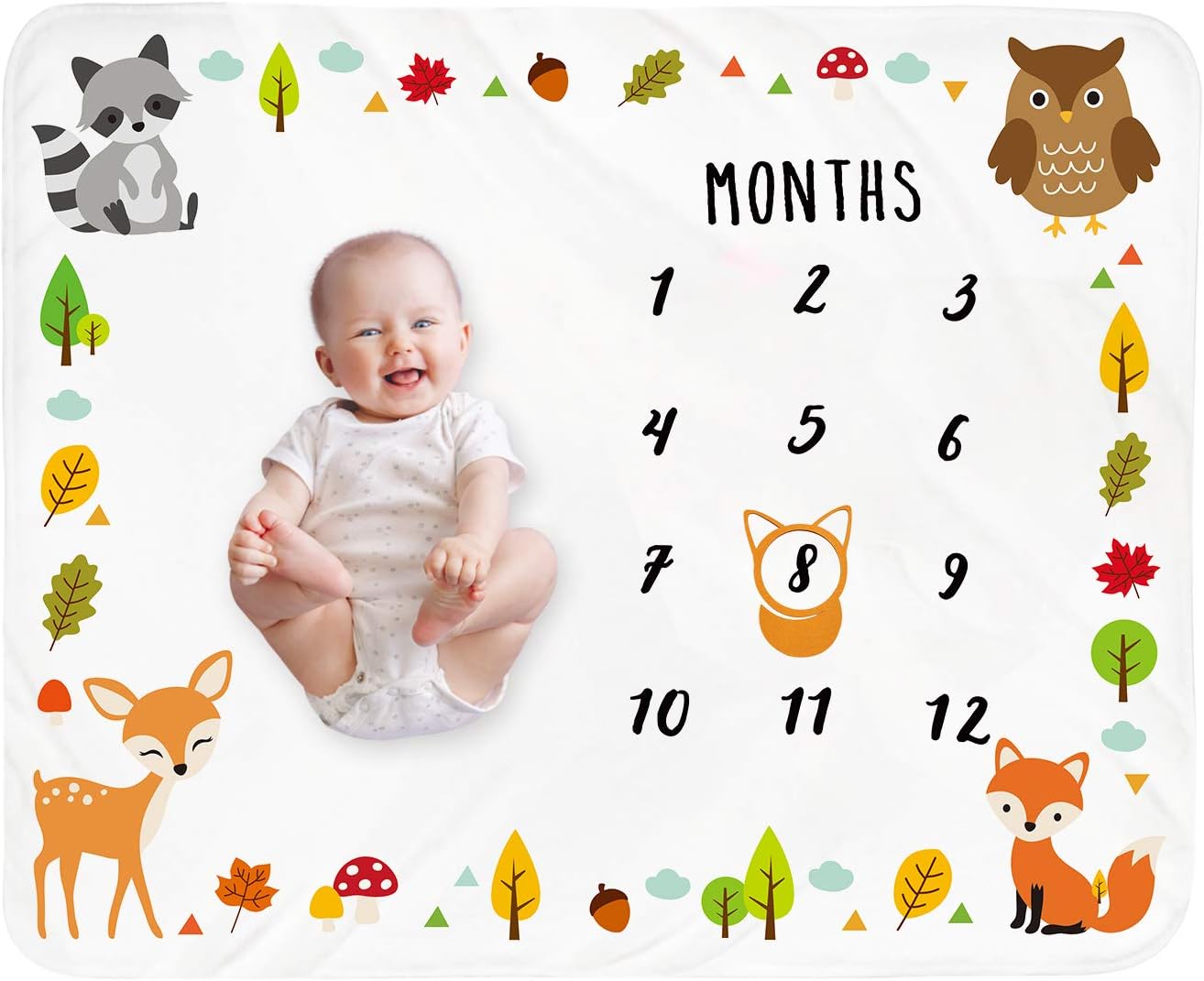 Tebaby Baby Monthly Milestone Blanket - 51x40 Inch Unisex Growth Chart Blanket