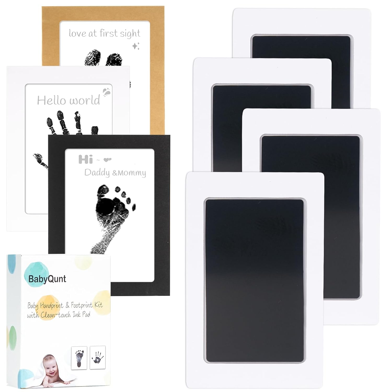 Inkless Baby Hand Footprint Kit with 4 Pads and 12 Cards
