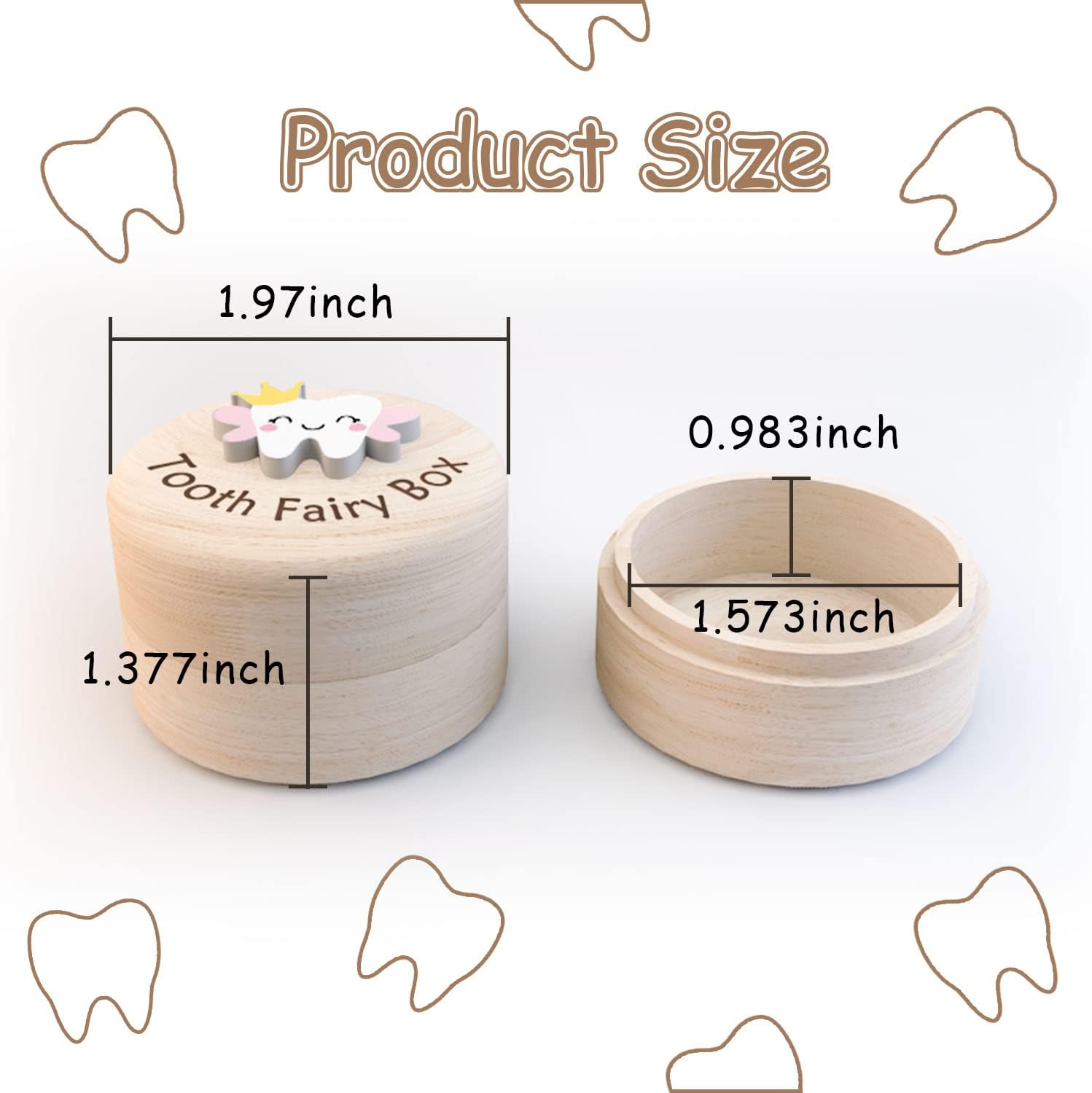 Tooth Fairy Box for Girls - Cute Carved Wooden Storage