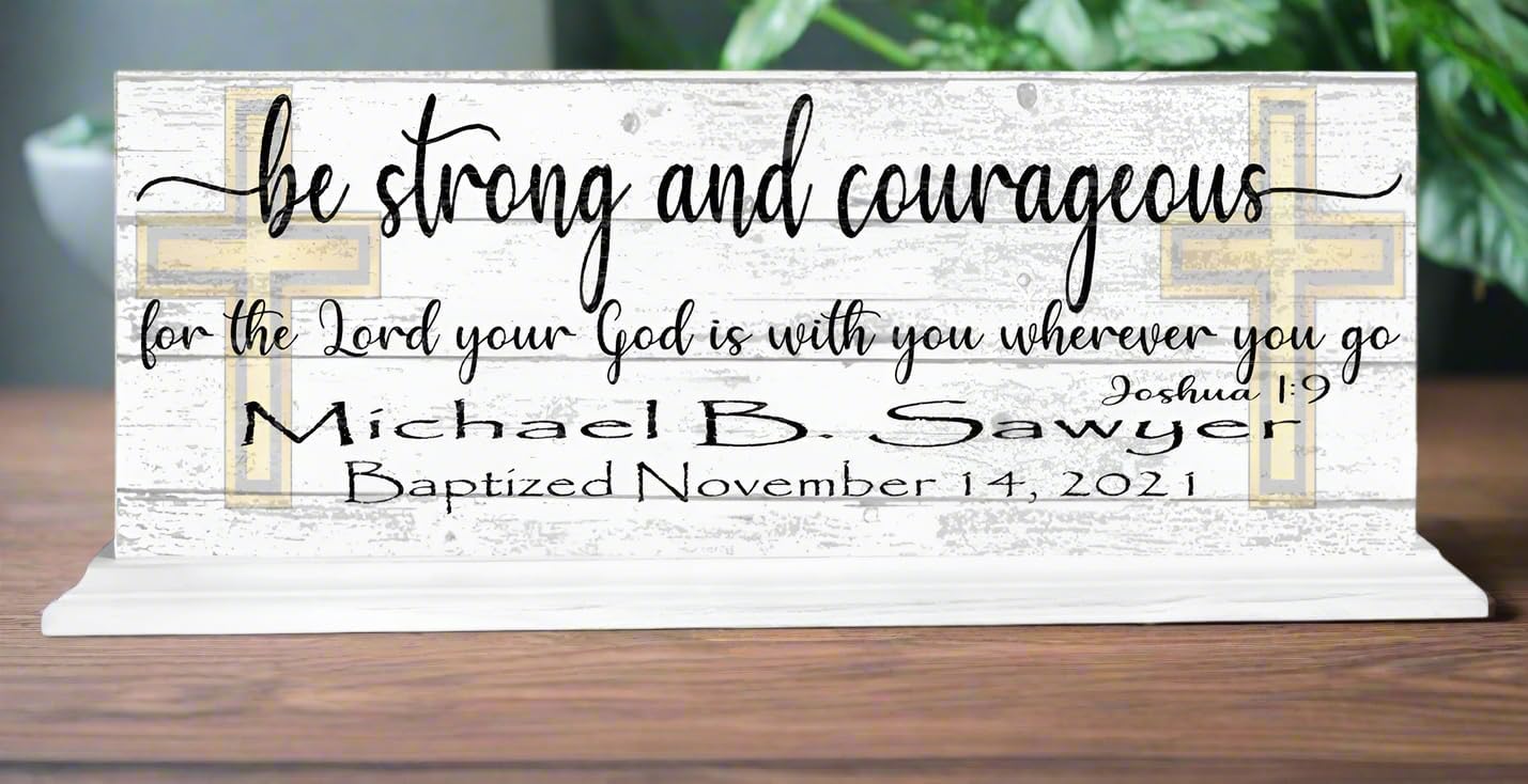 Custom Baptism Plaque With Name and Date - Solid Wood Keepsake