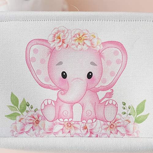 INough Large Pink Elephant Baby Basket - Collapsible Waterproof