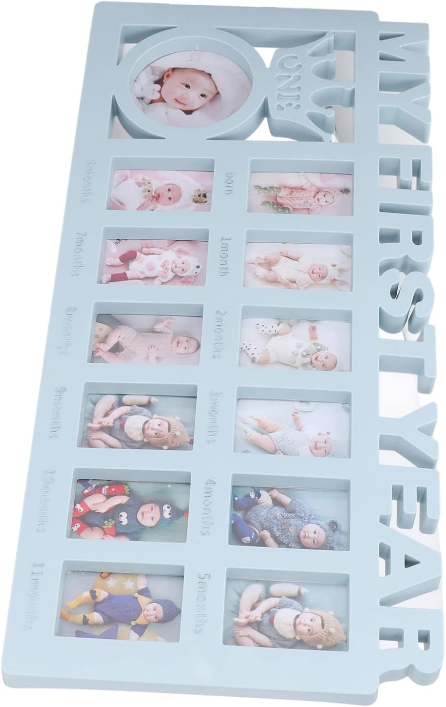 Newborn Photo Frame Kit with 12 Month Growth Frames Blue