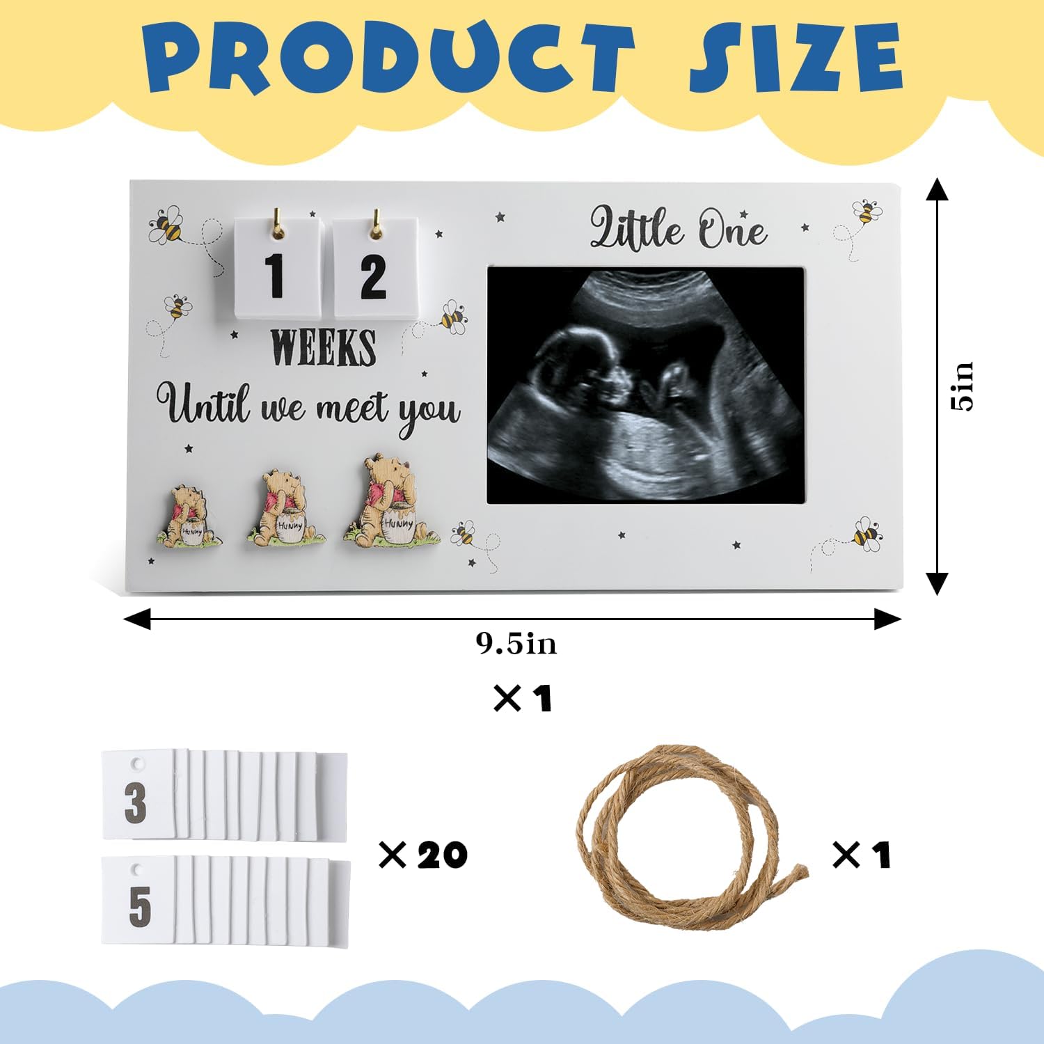 CORODER Cute Bear Ultrasound Frame with Baby Countdown