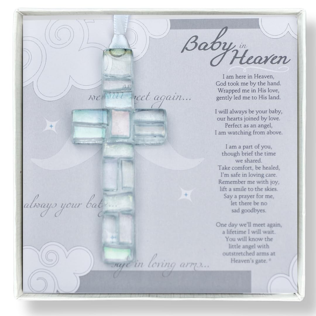 Baby in Heaven Clear Mosaic Handmade Cross - Infant Loss Sympathy Gift