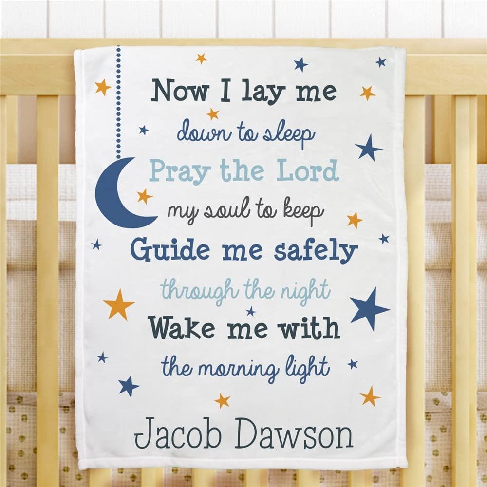 Personalized Fleece Prayer Blanket for Baby 30 x 40 Inches